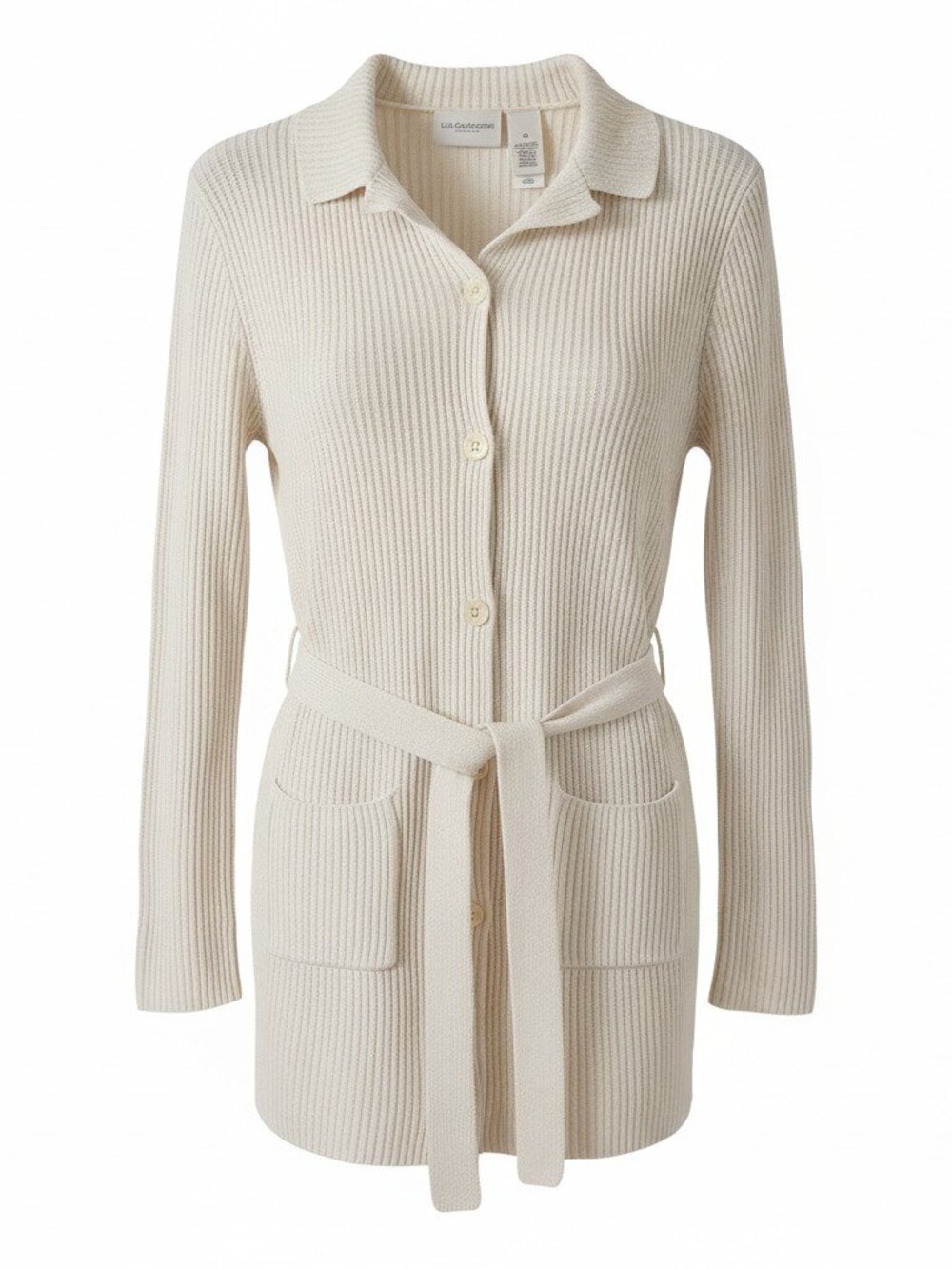 Liz Claiborne Cream Off-White Cotton Button-Up Sweater Cardigan Medium